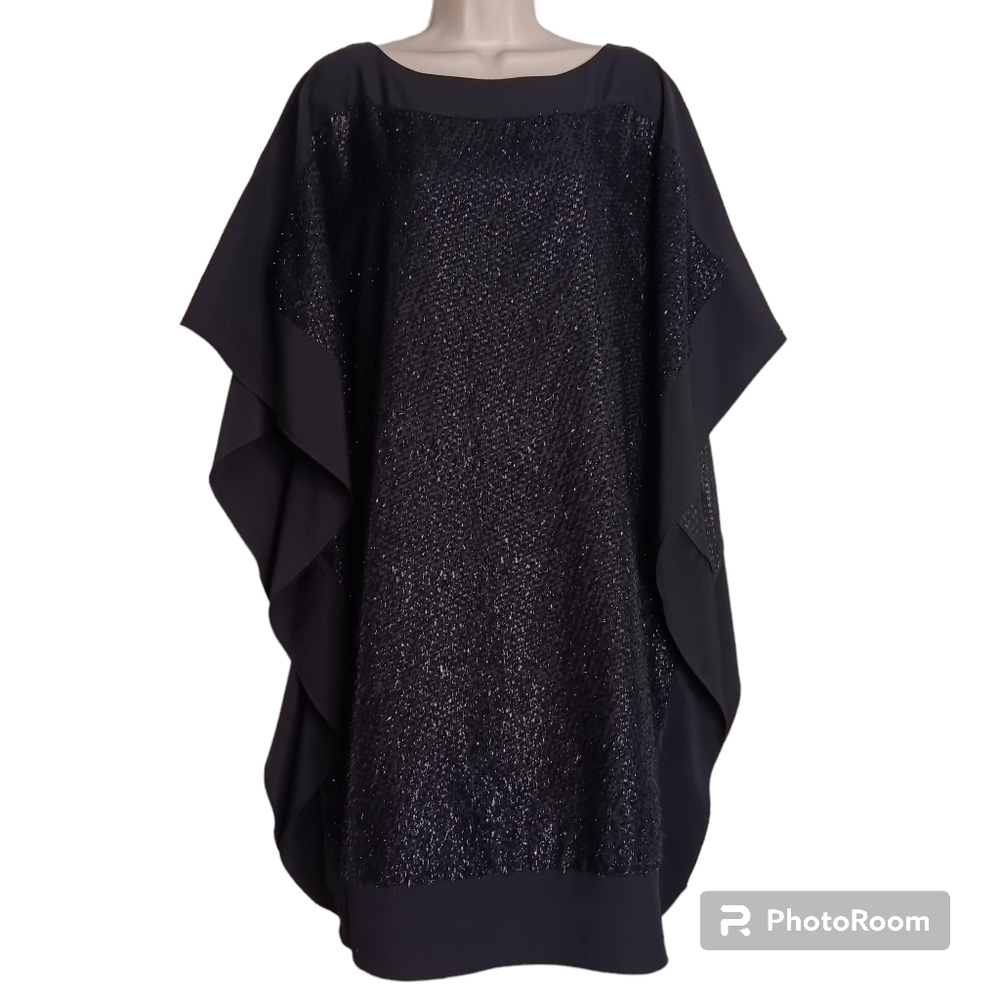 Trina Turk Women's Size Medium Dress Black Sparkly Eyelash Gorgette Fabric LBD